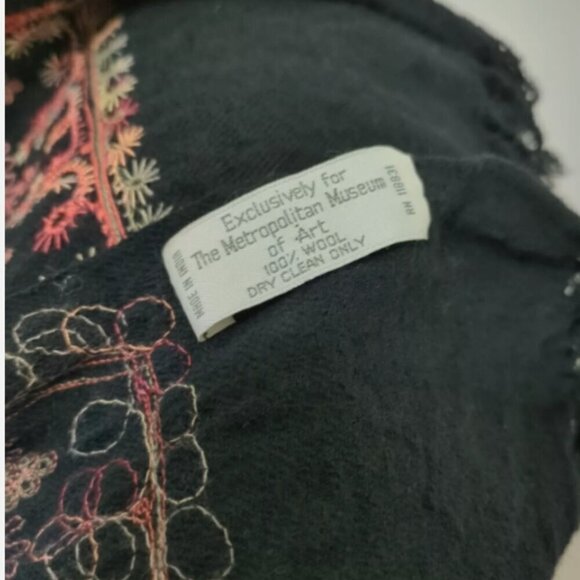 MoMA Black & Multicolor Wool Fringed Shawl, 30x68, EUC - Picture 6 of 6
